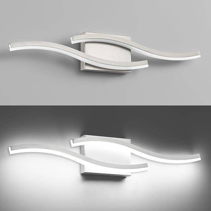 PRESDE 24" LED Bathroom Vanity Light, Modern Brushed Nickel Wall Bar Fixture Over Mirror Dimmable