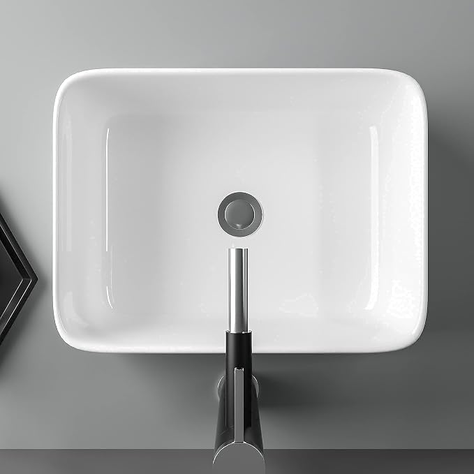 16" x 12" Vessel Sink Rectangle Bathroom Vessel Sink Countertop 16 In Rectangular White Ceramic Porcelain Farmhouse Lavatory Vanity Bath Sink Basin