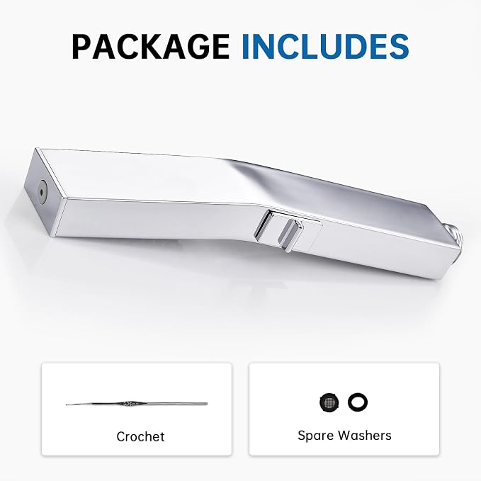 G-Promise All Metal Square Handheld Head with Power Wash Mode (Chrome) | All Metal Construction, Powerful Wash Mode, Side Push Switch, Modern Look, Simple to Install