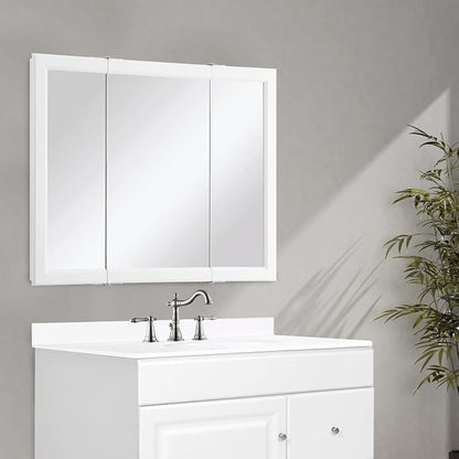 Design House Wyndham Tri-View Medicine Cabinet, 36", White | Wall Mount, Transitional, Wood, Bath, 545103-WHT