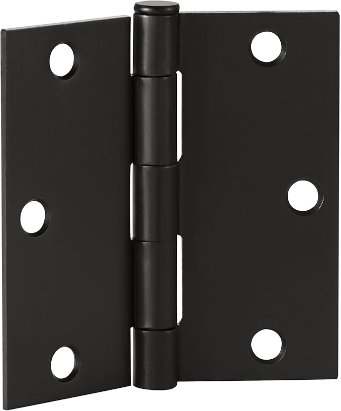 Design House Door Hinges for Interior Doors 10-Pack 3-1/2-inch x 3-1/2-inch, Design House Square Corner Steel Door Hinge Door Hardware, Oil Rubbed Bronze, 181503