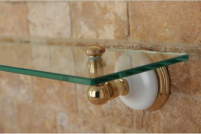 Kingston Brass BA1119PB Victorian Glass Shelf, Polished Brass