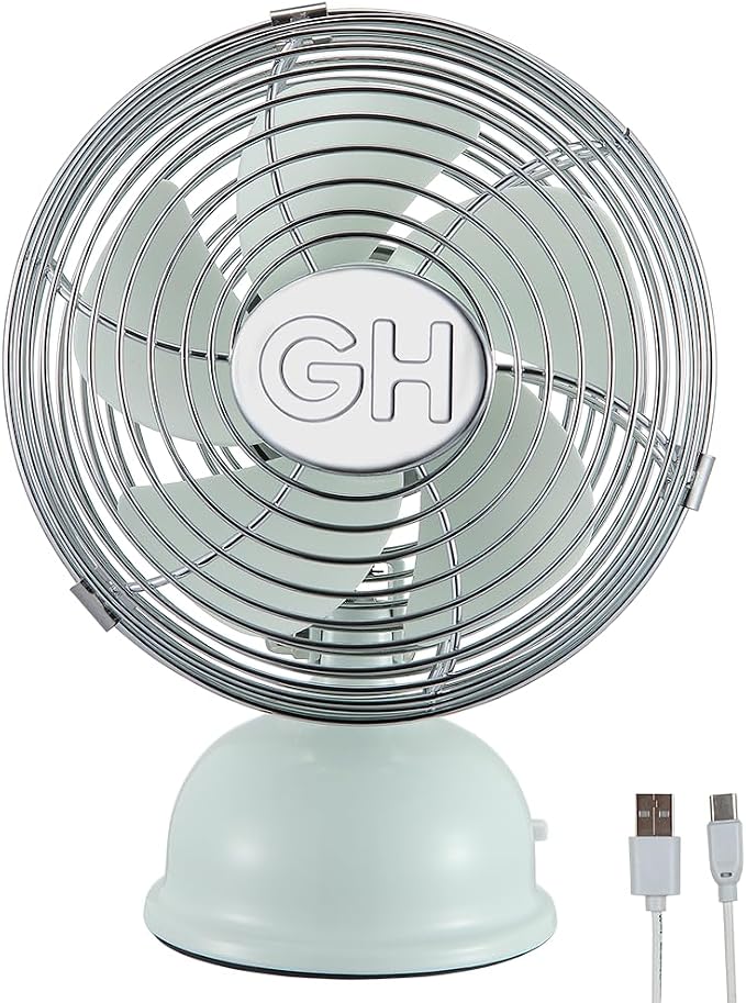 Good Housekeeping 5" All-Metal (92524) USB Desktop Laptop Nightstand Fan with Oscillation (Breezewave)