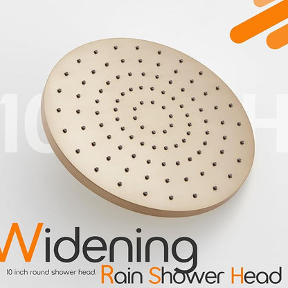 Rainhead Waterfall Shower Head 10-Inch Large Bathroom Overhead Fixed Showerhead High Pressure 2.5 GPM with Adjustable Angle, Champagne Bronze SH001CPG-D10