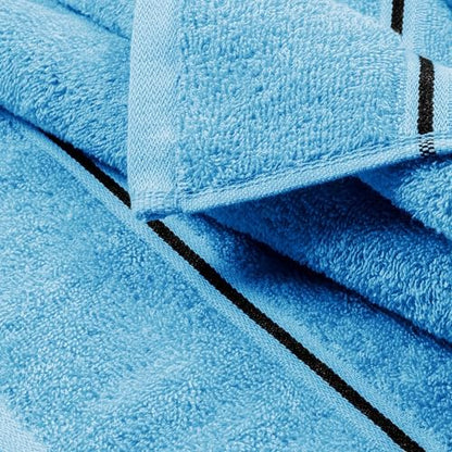 MyOwn Ultra Soft 6 Pack Cotton Towel Set, Contains 2 Bath Towels 28x55 inch, 2 Hand Towels 16x24 inch & 2 Wash Coths 12x12 inch, Ideal Everyday use, Compact & Lightweight - Sky Blue