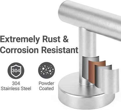 Brushed Nickel 5-Piece Bathroom Hardware Set,Bathroom Accessories Set | SUS304 Stainless Steel, 24 inch Towel Bar, Towel Racks for Bathroom, Toilet Paper Holder Wall Mounted, Robe Towel Hooks