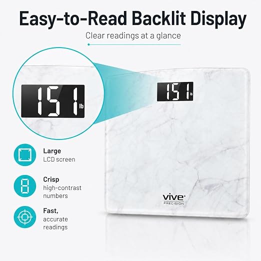 Vive Smart Body Weight Scale (550lbs Capacity) - Heavy Duty Bariatric | Digital Scale for BMI - Plus Size, Large Display - Bathroom Device for Health Extra Wide Base & Smartphone Connectivity