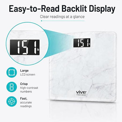 Vive Smart Body Weight Scale (550lbs Capacity) - Heavy Duty Bariatric | Digital Scale for BMI - Plus Size, Large Display - Bathroom Device for Health Extra Wide Base & Smartphone Connectivity