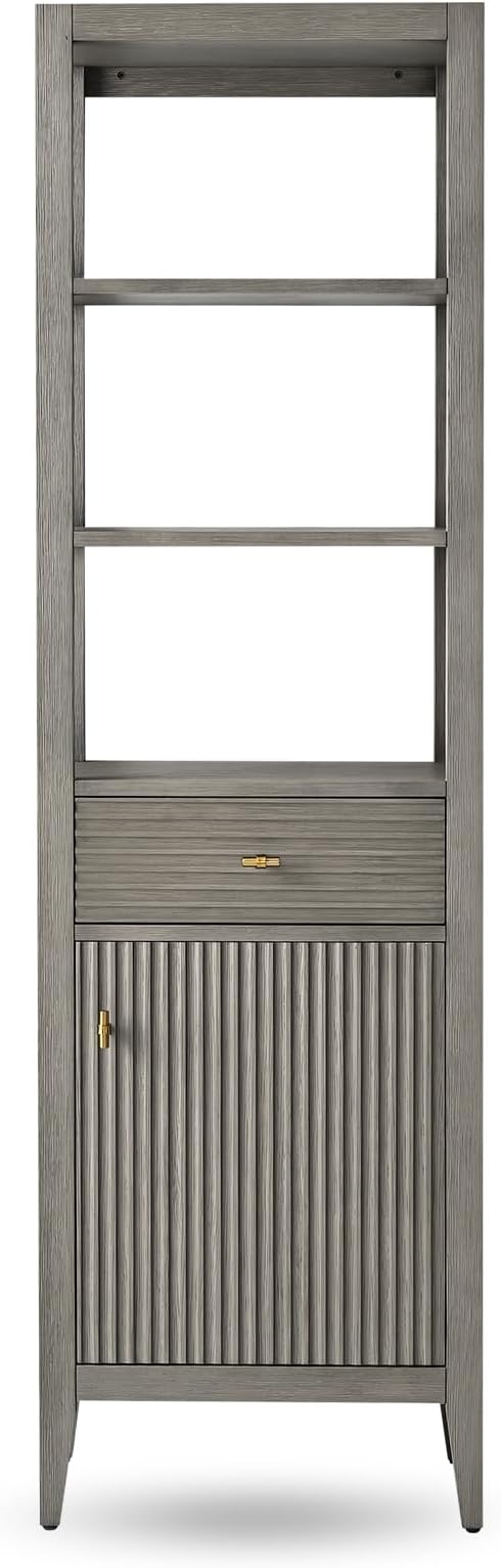 HOMEBEYOND Bathroom Vanity with Storage Cabinet & Shelves, Free-Standing Vanity with Soft-Closing Doors, Golden Brushed Handware, Driftwood Gray,