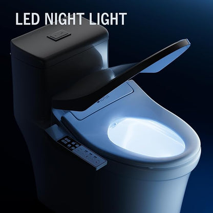 Lotus Bidet ATS-850 Elongated | Slim Heated Toilet Seat with Adjustable Warm Water Wash, Side Control Panel, Stainless Steel Nozzle, Warm Air Dryer, Night Light, Child Mode, Easy Installation