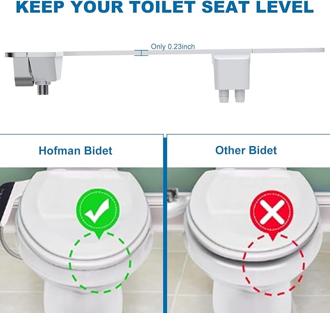 Bidet Attachment for Toilet, Non-Electric Bidet Self-Cleaning Dual Nozzle (Feminine/Rear Wash), Cold Water Bidets Sprayer for Existing Toilets Cover with Adjustable Pressure, Easy to Install, Chrome
