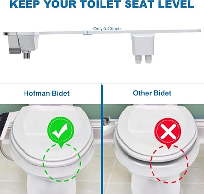 Bidet Attachment for Toilet, Non-Electric Bidet Self-Cleaning Dual Nozzle (Feminine/Rear Wash), Cold Water Bidets Sprayer for Existing Toilets Cover with Adjustable Pressure, Easy to Install, Chrome