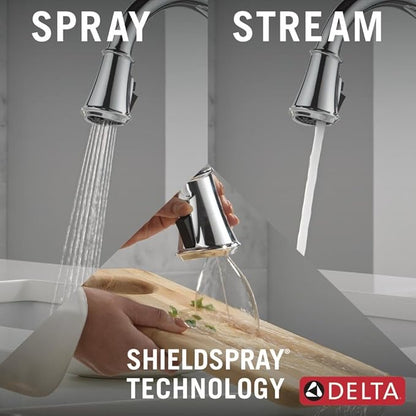 Delta Cassidy Touchless Kitchen Faucet with Touch Technology, Chrome Kitchen Sink Faucet with Pull Down Sprayer, Single Hole, Lumicoat Chrome 9197TL-PR-DST