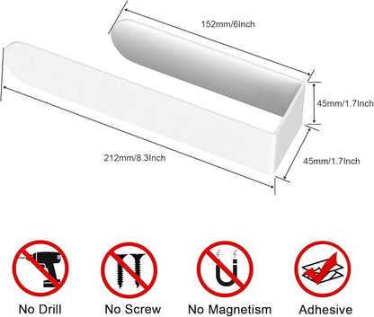 HUFEEOH 2 Pack Adhesive Hand Towel Holder, Kitchen Towel Rack Towel Bars Wall Mounted, Stainless Steel Bath Towel Hanger for Bathroom Hotel Kitchen (White, 8 Inch(2PC))