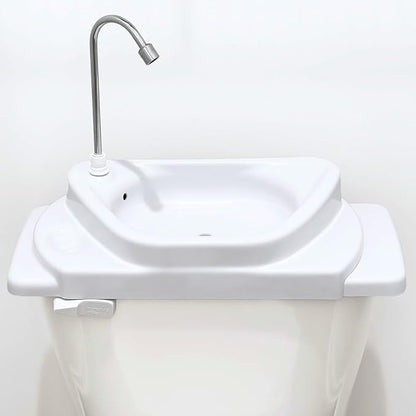 Sinkology SinkPositive GreenFlow Toilet Tank Sink, Water Saving Retrofit | Turns toilet tank lid into a handwashing sink, no plumbing needed, reuses rinse water, small bath saver