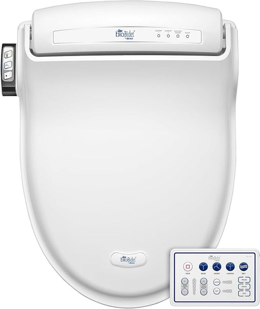 Bio Bidet Bliss BB1000 Warm Water Bidet Seat, Air Dryer, Heated Seat with Slow Close Lid, Remote Control, Round