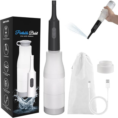 Hibbent Portable Bidet for Travel, High Pressure Electric Handheld Bidet Sprayer, 350-550ML Expandable Bottle for Personal Hygiene, USB-C Rechargeable Waterproof, Travel Sprayer for Women & Men, Black