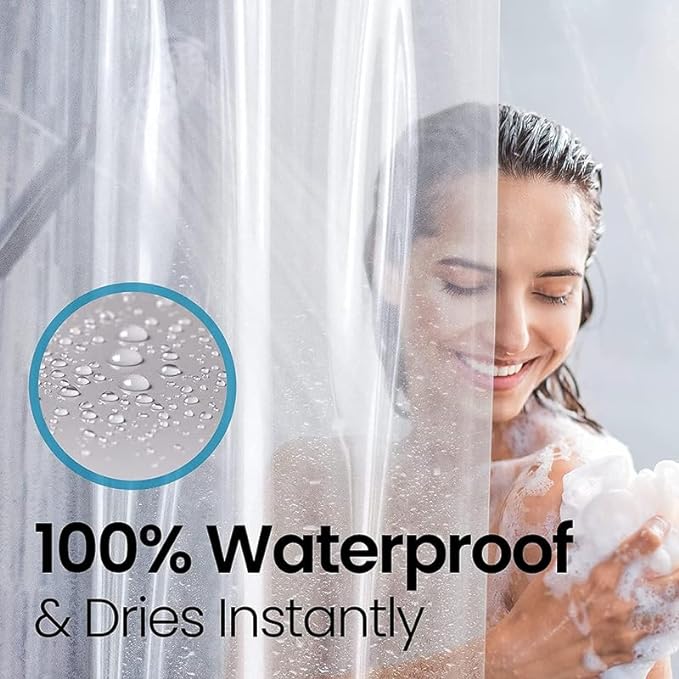 LiBa Waterproof Plastic Shower Curtain - Bathroom Shower Curtain Premium PEVA Non-Toxic with Rust Proof Grommets Frosted 8G Heavy Clear Duty Bathroom Accessories 72x72 2 Pack