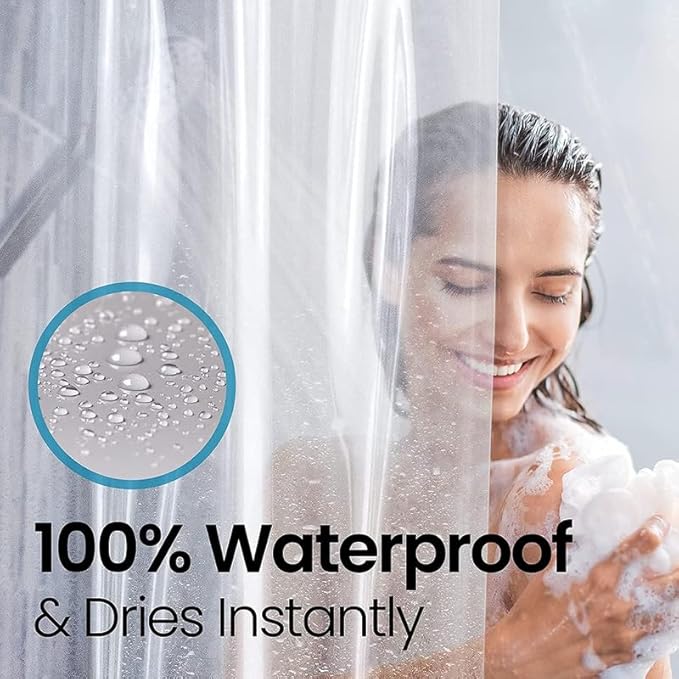 LiBa Bathroom Shower Curtain with 12 Shower Rings- Waterproof Plastic Shower Curtain Premium PEVA Non-Toxic with Rust Proof Grommets Frosted 10G Heavy Duty Bathroom Accessories 72x72 (Pack of 2)