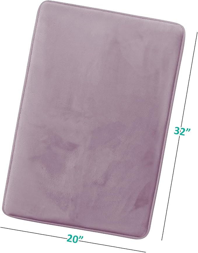 Clara Clark Bathroom Rugs, Velvet Memory Foam Bath Mat, Non-Slip Bath Rugs, Machine Wash, Dries Quickly, Ultra Soft Plush Bath Mats for Bathroom, 20 x 32, Dusty Purple
