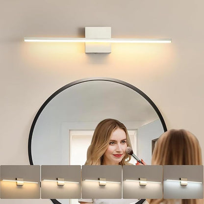 Modern Bathroom Vanity Light 24 Inch, 18W Brushed Nickel Bathroom Light Fixture Over Mirror, Dimmable 5CCT LED Wall Sconce Lighting for Restr