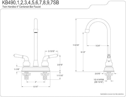 Kingston Brass KB491 Magellan 4" bar Faucet, Polished Chrome