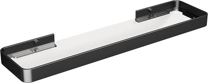 20 Inch Long Floating Shelf Black, Clear Tempered Glass Wall Shelf - Spacious and Stylish Storage for Your Home