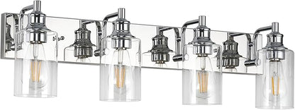4-Light Bathroom Light Fixtures Modern Chrome Vanity Lights for Bathroom Lighting Fixtures Over Mirror for Cabinet Mirror Bedroom Hallway