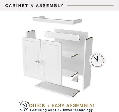 MCS 23x26 White Medicine Cabinet Organizer, Wall Mounted Bathroom Cabinet for Over-The-Toilet Storage, Bathroom Furniture & Restroom Organizer