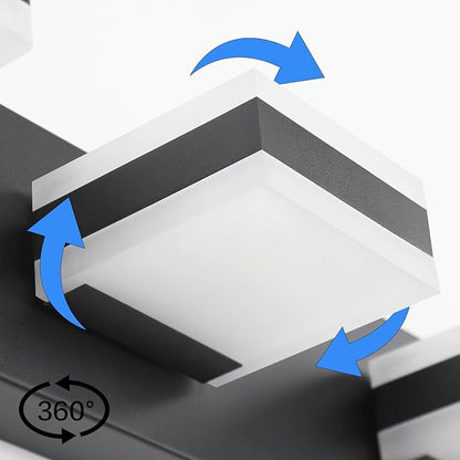 PRESDE 5-Light LED Vanity Light for Bathroom Matte Black Bathroom Light Fixtures Over Mirror Modern Bath Wall Lighting