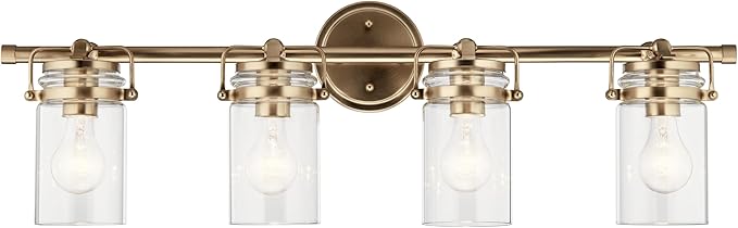 Kichler Brinley 4 Light Vanity Light with Clear Glass in Champagne Bronze, (32.5" W x 10.25" H), 45690CPZ