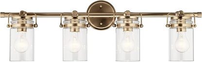 Kichler Brinley 4 Light Vanity Light with Clear Glass in Champagne Bronze, (32.5" W x 10.25" H), 45690CPZ