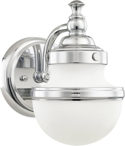 Livex 5711-05 Transitional One Light Bath Vanity from Oldwick Collection Finish, Polished Chrome