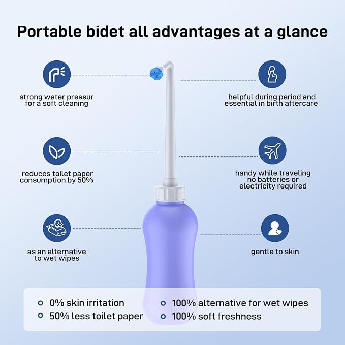 Bidet Toilet Attachment, Non-Electric Dual Nozzle Self-Cleaning Sprayer, Adjustable Cold Water Pressure, Portable Hygiene Solution for Women, Elderly, Postpartum Care, Bathroom Cleaning Aid