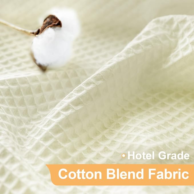 River Dream Cotton Blend No Hook Shower Curtain with Liner, Cream, 71x74 | with Snap in Liner, Heavyweight Waffle Fabric, Hotel Grade for Bathroom, Water Repellent, Corner Magnets, Machine Washable
