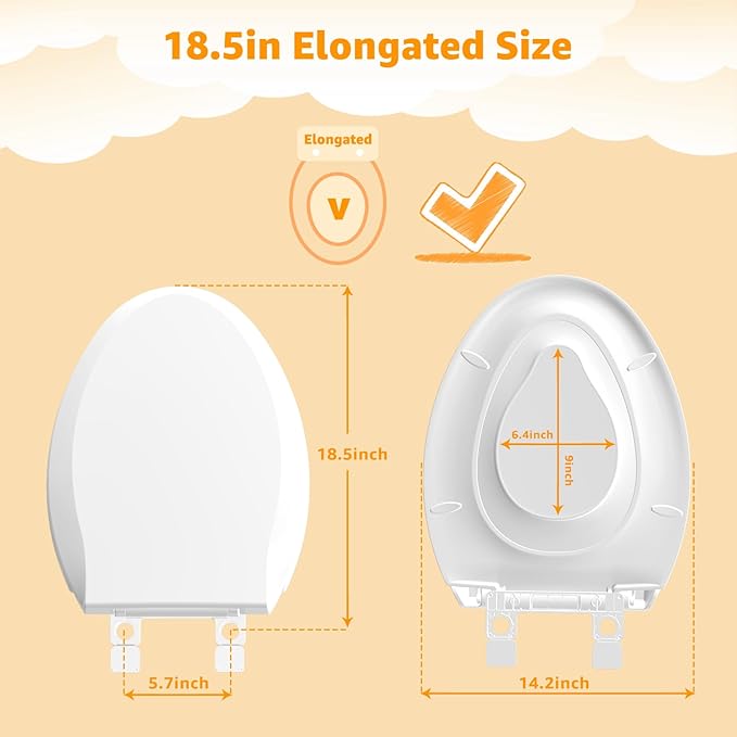 Potty Training Seat Built-in Toilet Seat, Elongated Toilet Seat 16.5inch with Baby Seat 2 in 1 Soft Close Quiet No Slapping, Magnetic Absorption, Easy Installation for Bottom Fixing Toilet