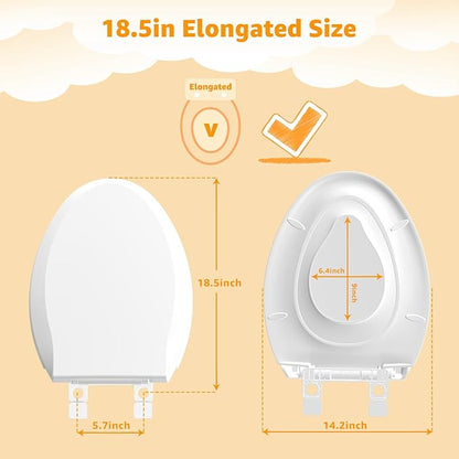 Potty Training Seat Built-in Toilet Seat, Elongated Toilet Seat 16.5inch with Baby Seat 2 in 1 Soft Close Quiet No Slapping, Magnetic Absorption, Easy Installation for Bottom Fixing Toilet