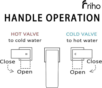Friho Gold Waterfall Bathroom Faucets 3 Hole, 8 inch Widespread Square Bathroom Sink Faucet with Metal Pop-up Drain and Supply Lines, Two Handles for Vanity, Rv, Commercial, Restroom