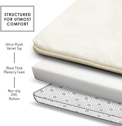 Clara Clark Bathroom Rugs, Velvet Memory Foam Bath Mat, Non-Slip, Machine Washable Bath Rugs - Dries Quickly, Ultra Soft Plush Bath Mats for Bathroom, 20 x 32, Solid White