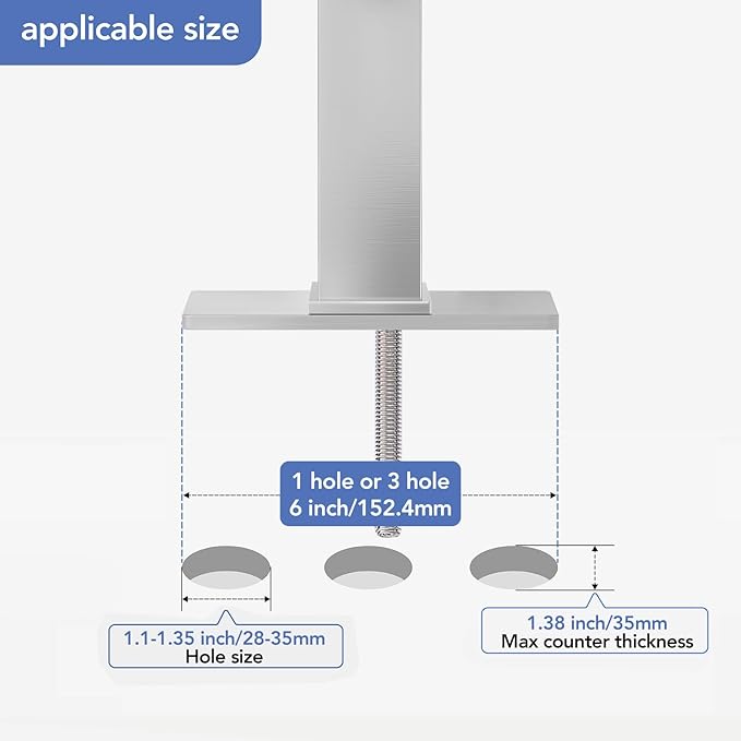 Phiestina Single Hole Brushed Nickel Square Single Handle Bathroom Vanity Faucet with Metal pop up Drain with Deck Plate, Overflow & Water Supply line, BF3530-BN