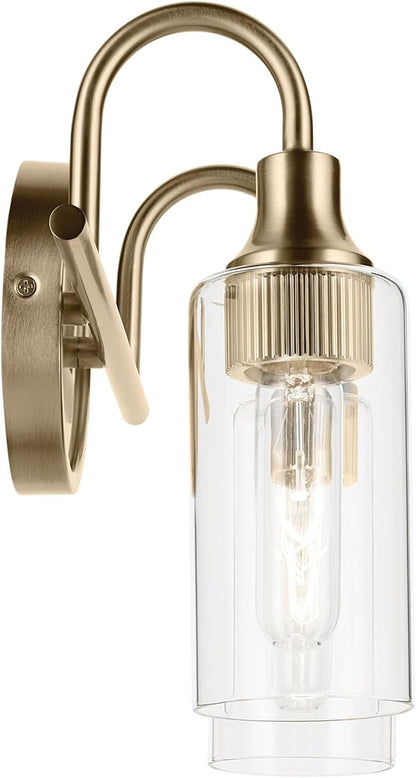 Kichler Kavi 12.5" 2-Light Vanity Light with Clear Glass in Champagne Bronze, Damp Rated, for Bathroom, Powder Room, Over a Mirror, (12.5" W x 10" H), 55210CPZ