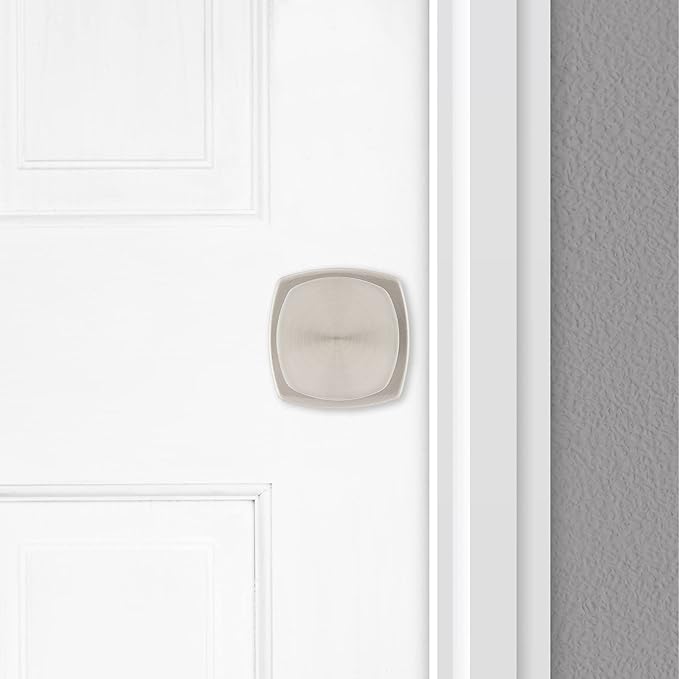 Kwikset Arroyo Knob Dummy Door Knob, Single Sided Handle for Closets, French Double Doors, and Pantry, Satin Nickel Non-Turning Interior Push/Pull Door Knob, with Microban Protection