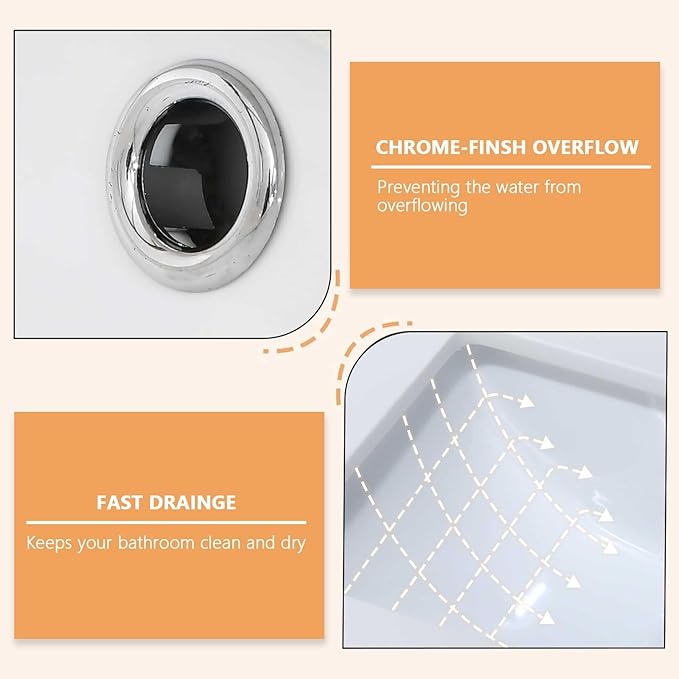 48" x 22" Vanity Top, Quartz Vanity Sink Top in Pure White, with One Sidesplash & One Backsplash, with Undermounted Sink,8 Inch Faucet Hole Spread for Vanity Top with Sink