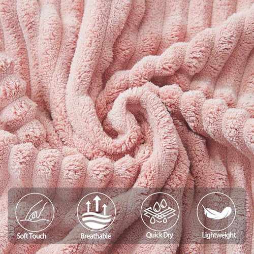 6 Piece Bath Towel Set, 40"x80" Oversized Bath Sheets, Pink