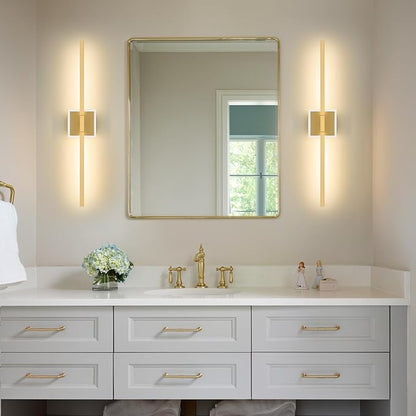 Gold Bathroom Vanity Light Fixtures Over Mirror, Modern 5CCT Adjustable Led Vanity Lights Fixture with RGB Ambiance Lighting, 24 Inch Bar Bathroom Sconce Picture Lights for Wall