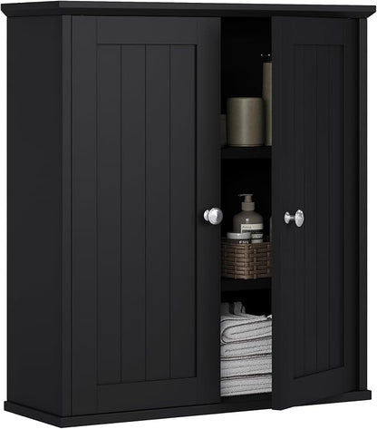 Bathroom Wall Cabinet, Bathroom Cabinet Wall Mount, Over Toilet Space Saver Storage Cabinet, Wood Medicine Cabinets, Black