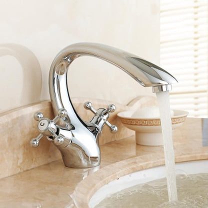 Antique Brass Vintage Bathroom Faucet Double Cross Handle Mixer Sink Tap Single Hole Cold Hot Mixer Vanity Tap Gold Finish，Cromo