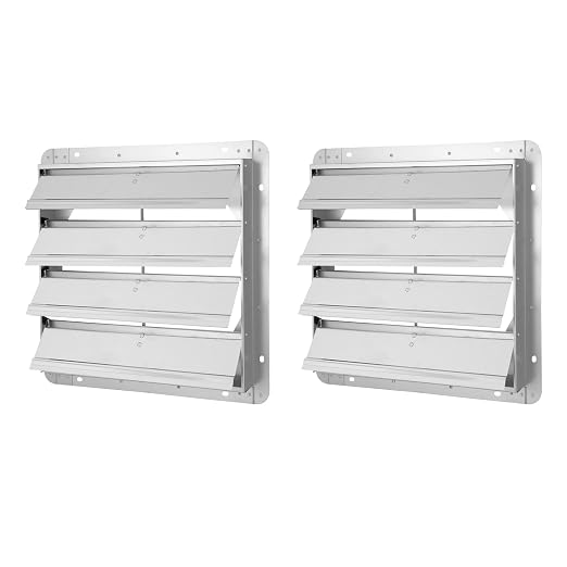 Simple Deluxe 18-Inch Square Aluminum Automatic Gravity Shutter Louver Vent, Silver,2-Pack