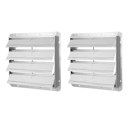 Simple Deluxe 18-Inch Square Aluminum Automatic Gravity Shutter Louver Vent, Silver,2-Pack