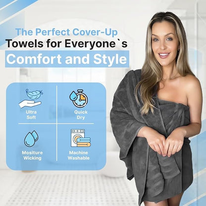 Infinitee Xclusives 100% Ring-Spun Cotton Bath Towels for Bathroom - Pack 2 | Luxury Super Soft, Absorbent & Quick-Drying |27x54 inches| Large Bathroom Towels Set |600 GSM| Gym, Shower, Spa & Hotel Use